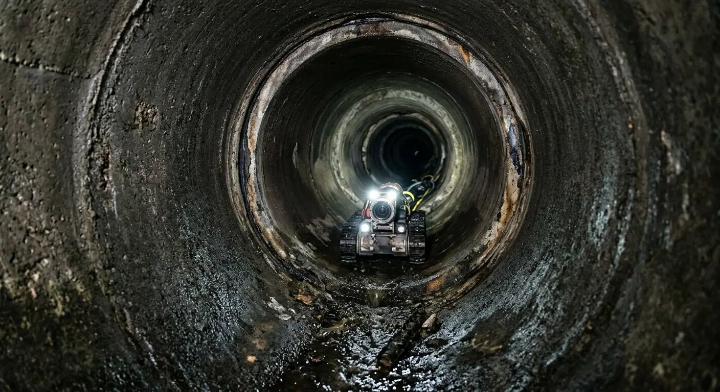 Robotic sewer camera inspecting pipe interior for Drain Snake Service in Clover